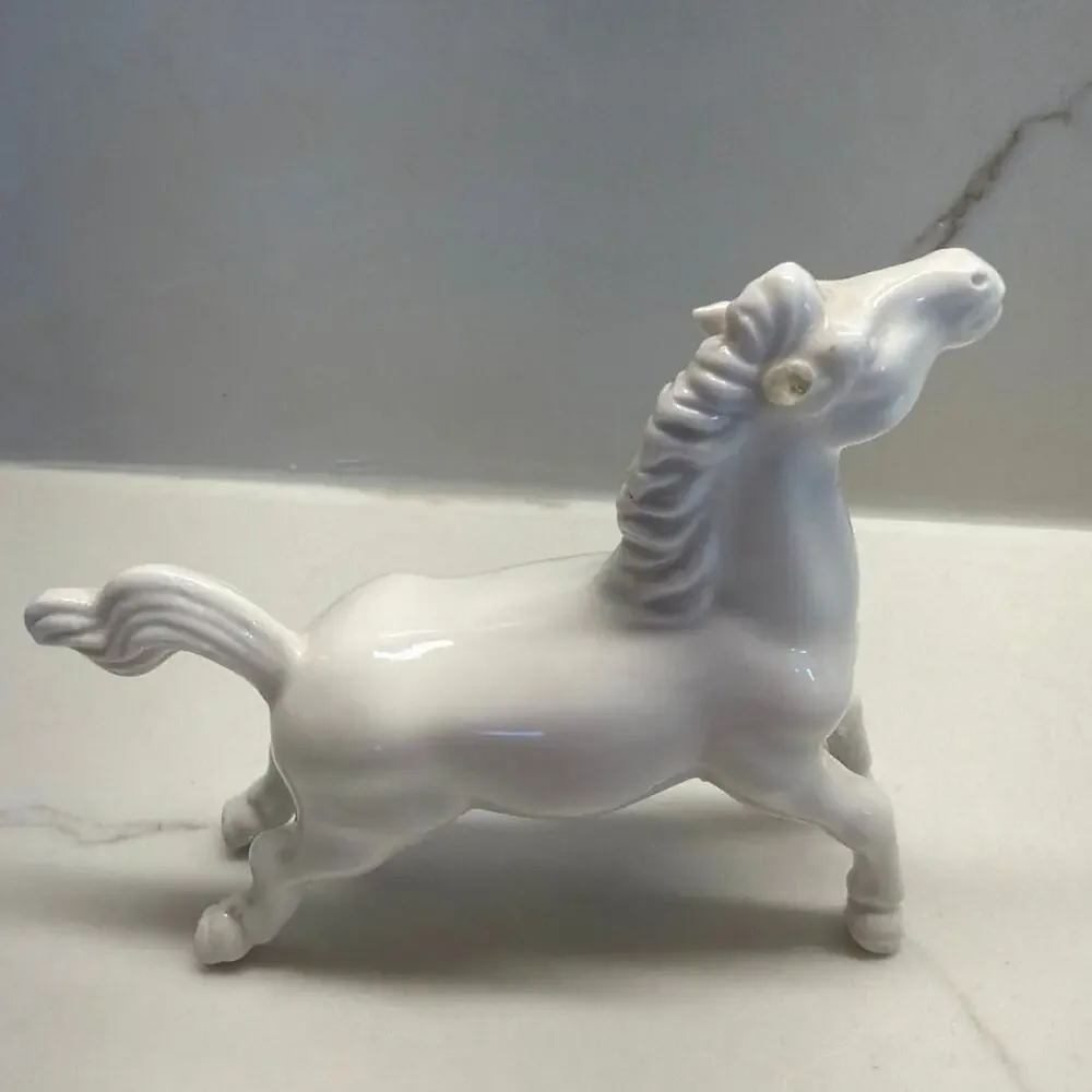 Vintage Blanc de Chine Horse Figurine - Chinese Export Porcelain, 1950s